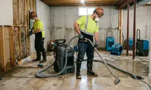 Basement flood cleanup for a water-damaged home in Providence, RI