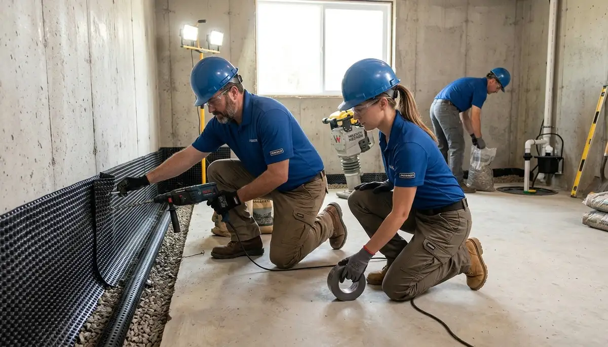 Basement waterproofing service for Providence, RI homes with wet basements and foundation leaks