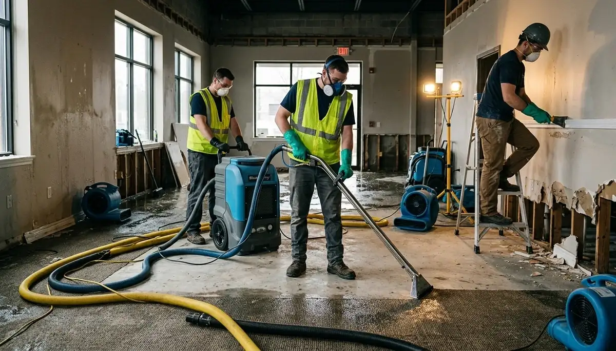Flood damage cleanup service for homes in Providence, RI after heavy rain, snowmelt, or burst pipes